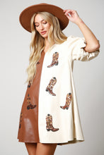 Color Block Faux Leather Dress