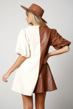 Color Block Faux Leather Dress