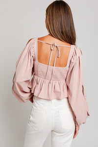 Braided Blush Square Neck Top