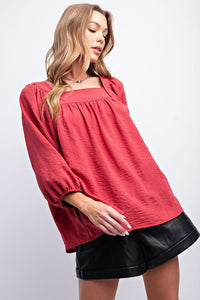 Raspberry Square Neck Top