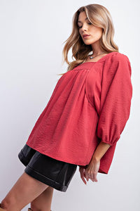 Raspberry Square Neck Top