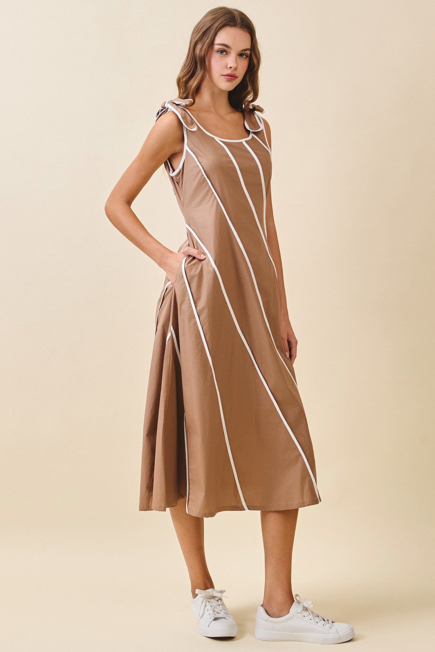 Thankful Threads Midi Dress W/Shoulder Tie
