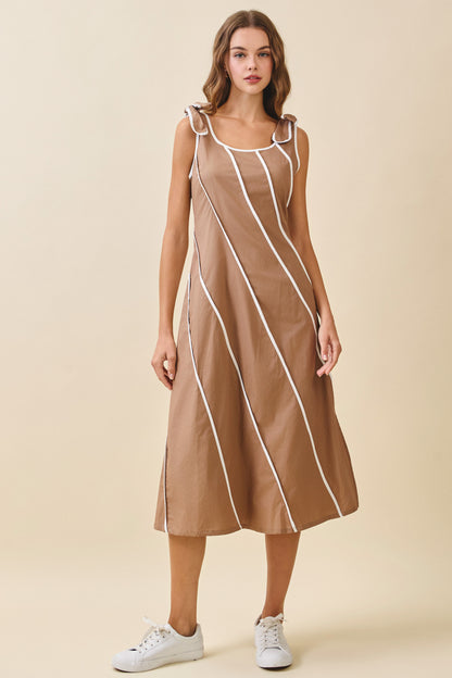 Thankful Threads Midi Dress W/Shoulder Tie