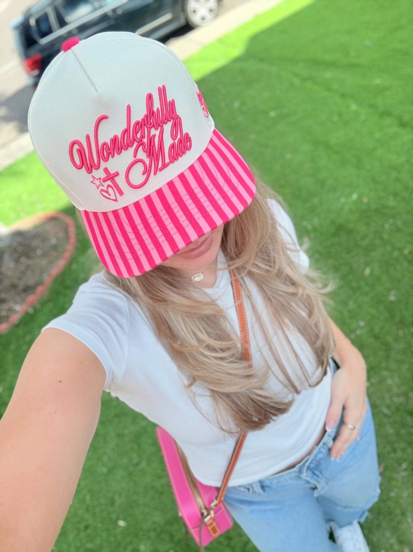 Pink Striped Wonderfully Made Hat