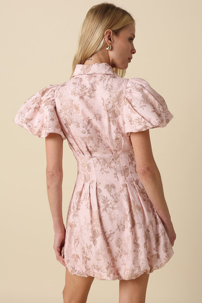 Vintage Bloom Zip Mini Dress
