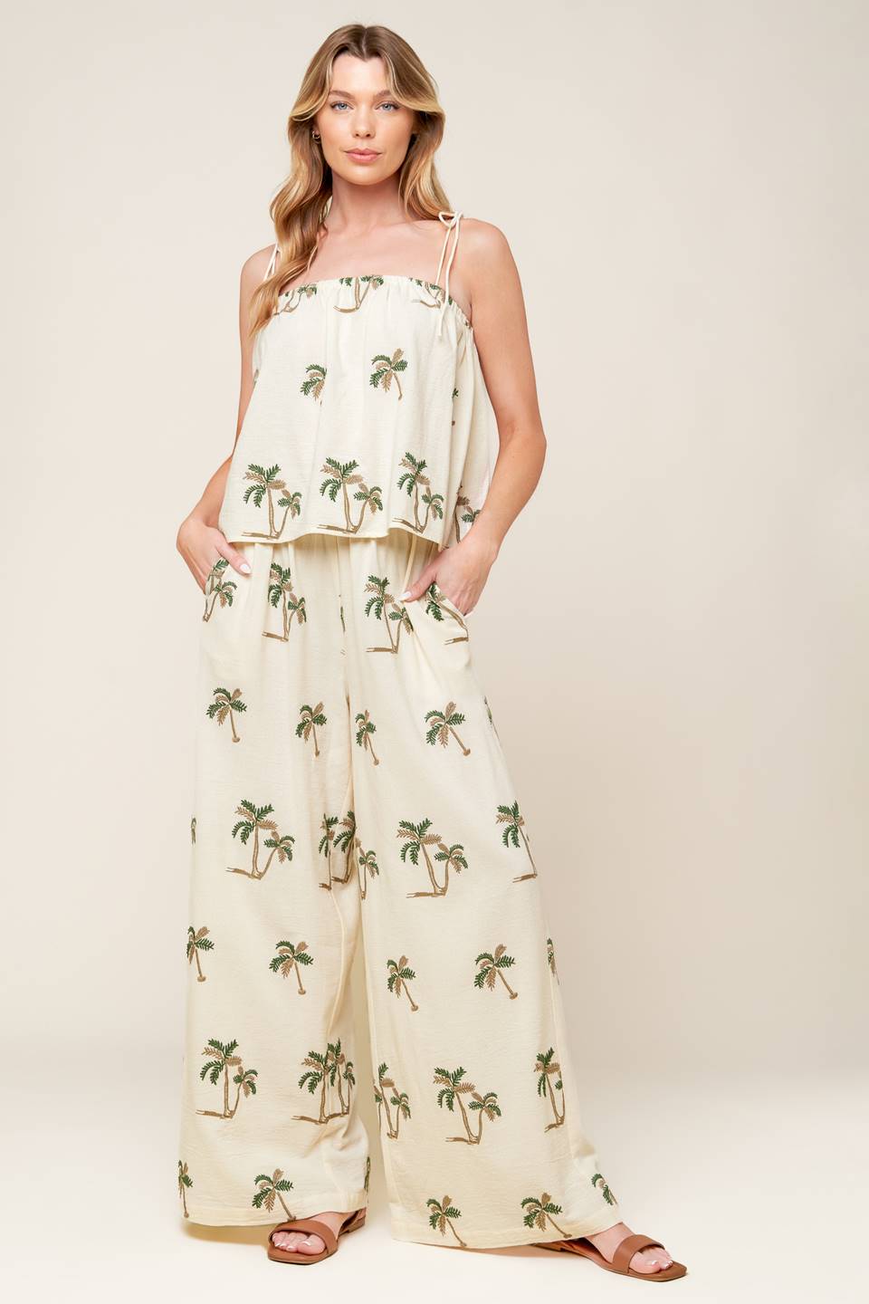 Palm Tree Embroidered Set
