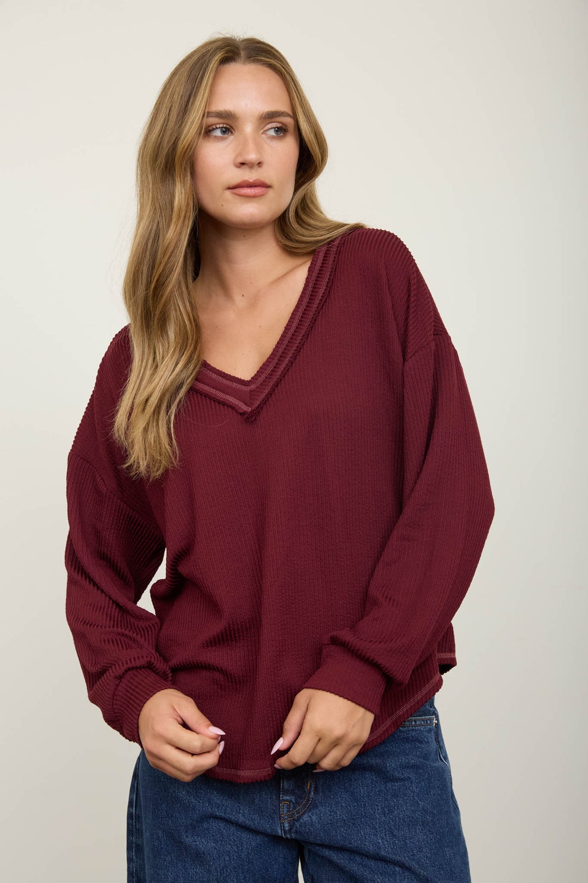 Burgundy Ribbed Top