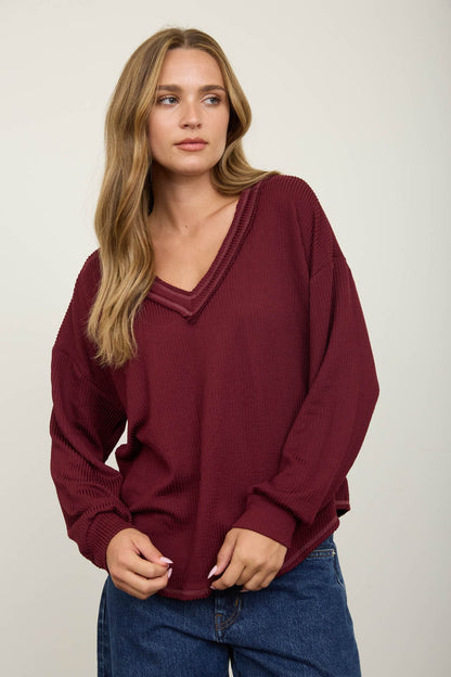 Burgundy Ribbed Top