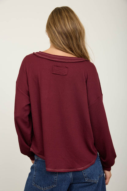 Burgundy Ribbed Top