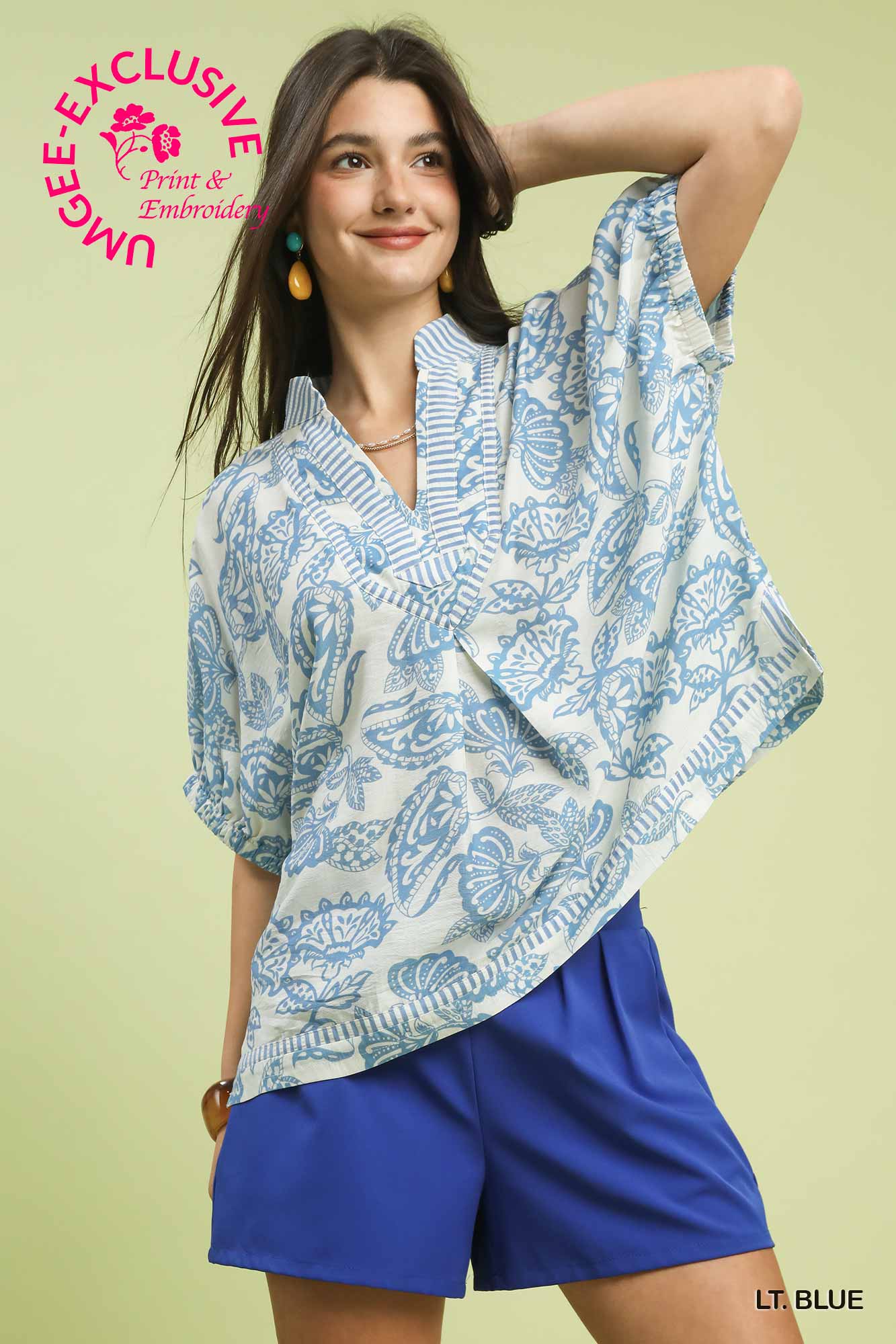 Blue Botanical Printed Top