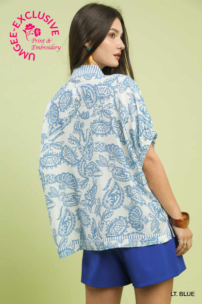 Blue Botanical Printed Top
