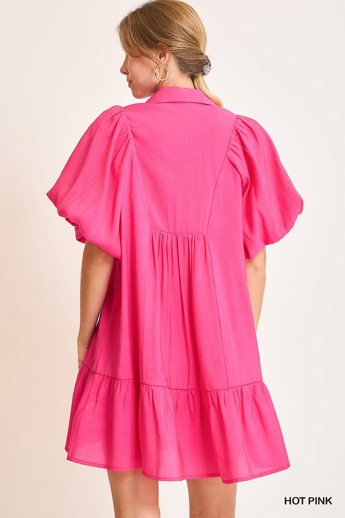 Hot Pink Smocked Babydoll Dress