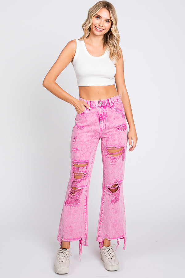 Acid Pink Vintage Cropped Flare