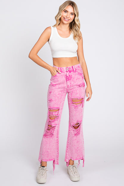 Acid Pink Vintage Cropped Flare