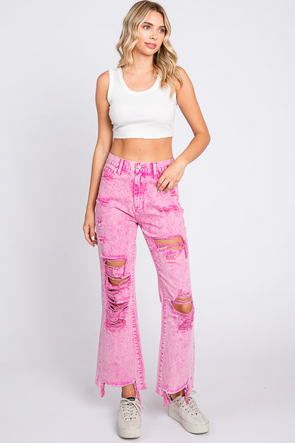 Acid Pink Vintage Cropped Flare
