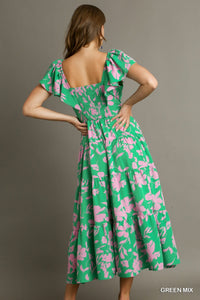 Green Blossom Breeze Maxi Dress