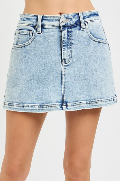 Risen Light Washed Denim Skort