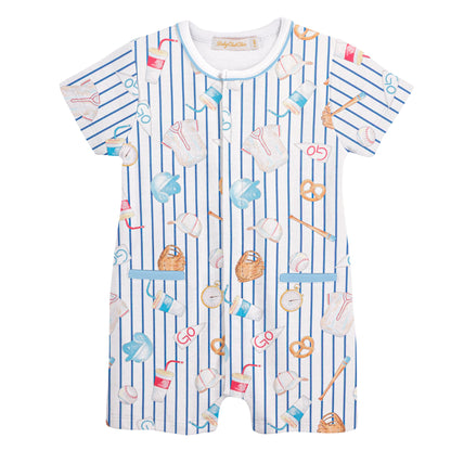 Big League Romper W/Pipping
