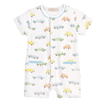 Vintage Cars Romper W/Pipping