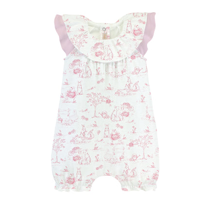 Pink Toile Bunnies Romper