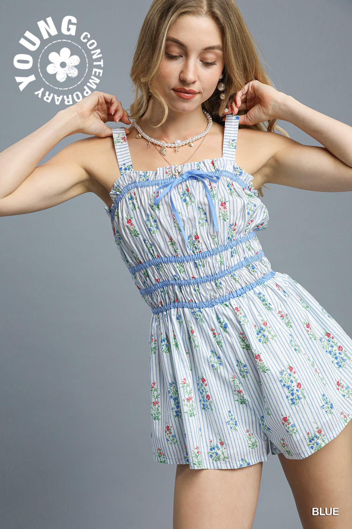 Harbor Bloom Blue Romper