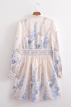 Blue/White Floral Long Sleeve Dress
