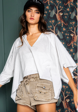 Ivory V Neck Raw Edge Top
