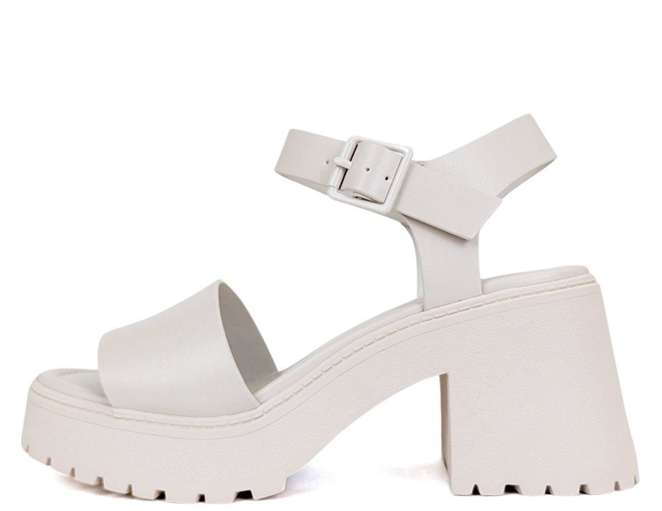Bone Chunky Heel Sandal