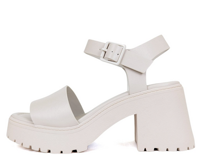 Bone Chunky Heel Sandal