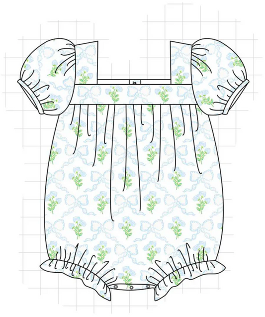 Green/Blue Floral Bow Bubble