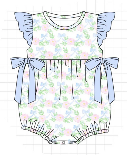 Blue/Pink Floral Bow Bubble