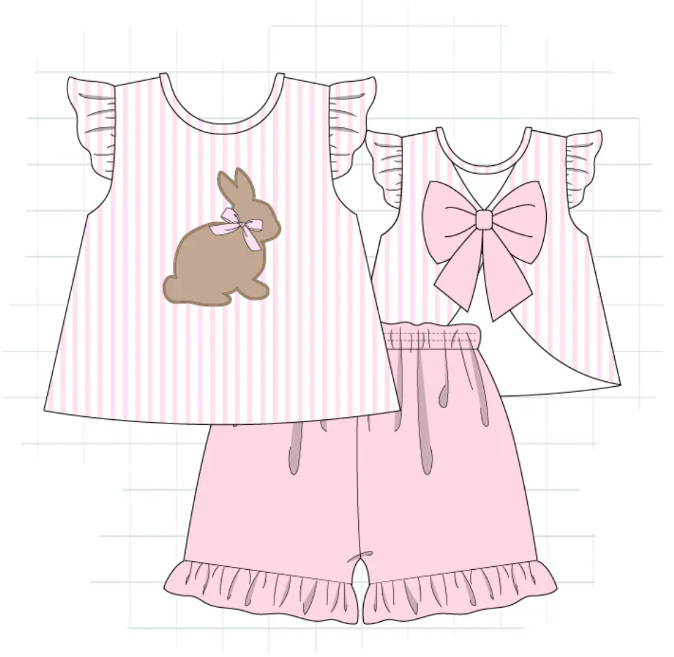 Pink Easter Bunny Shorts Set