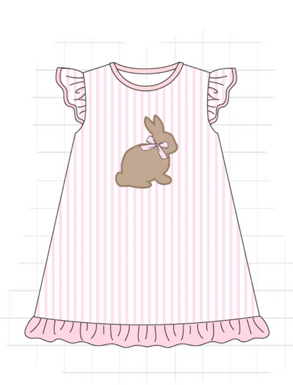 Pink Striped Easter Bunny Dress
