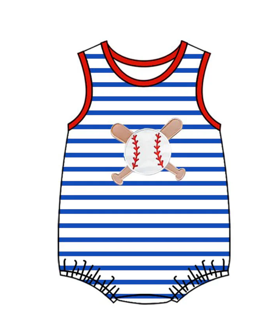 Striped Baseball Applique Bubble