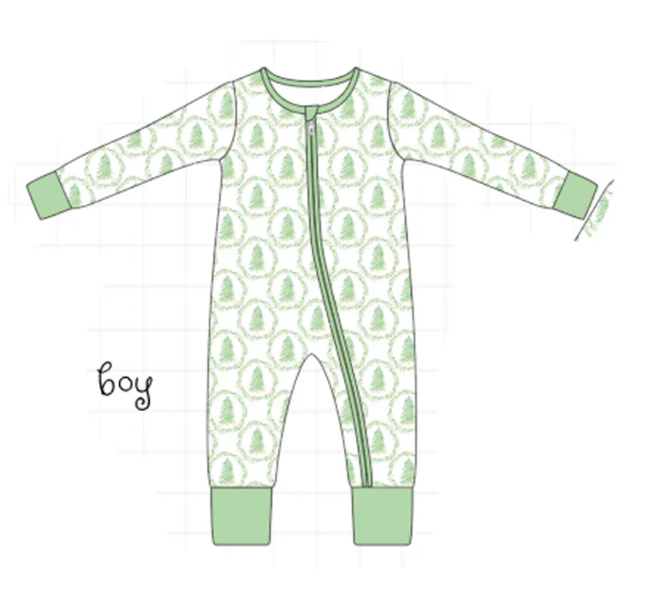 Bamboo Green Christmas Tree Onesie