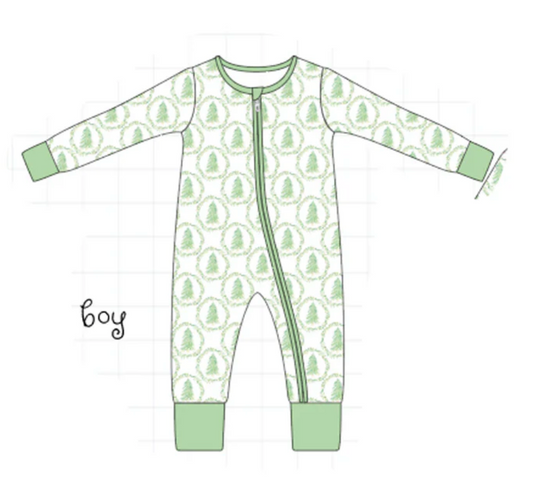 Bamboo Green Christmas Tree Onesie