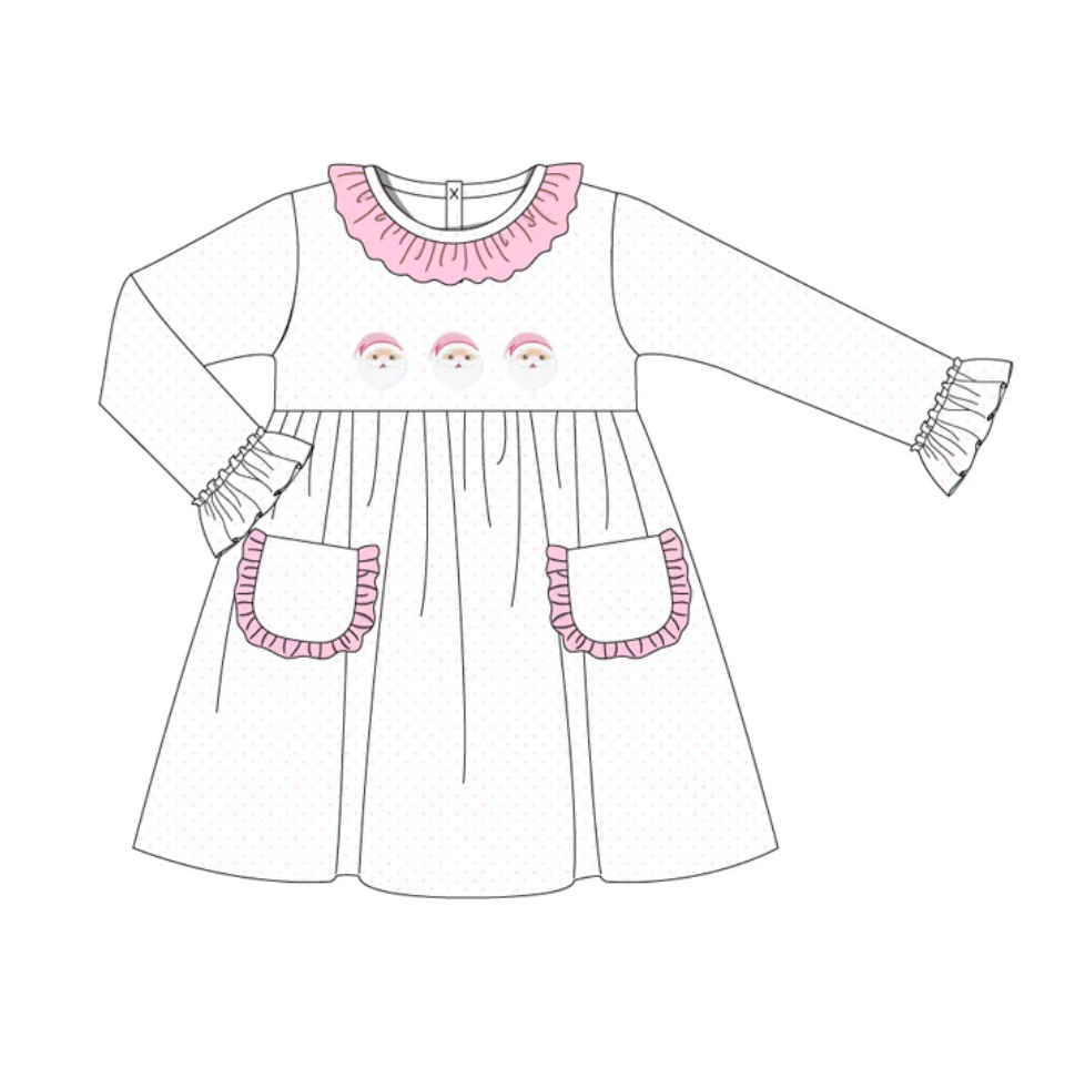 White/Pink Santa Embroidered Dress