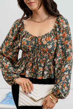 Green Floral Peplum Top