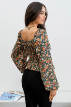 Green Floral Peplum Top