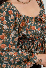 Green Floral Peplum Top