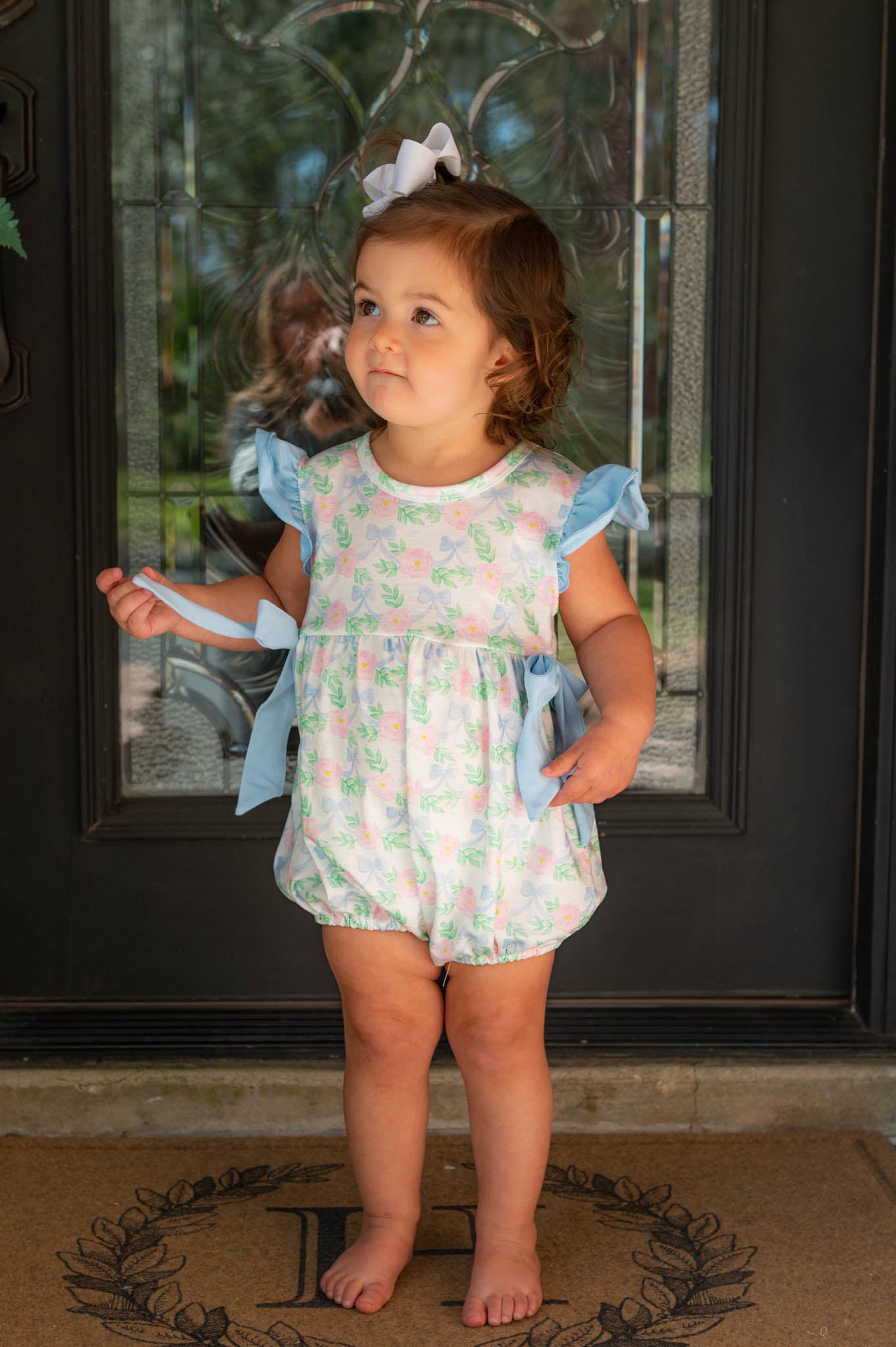 Blue/Pink Floral Bow Bubble