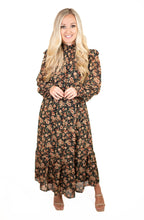 Black Floral Midi Dress