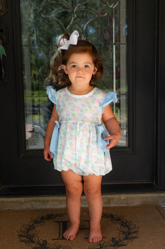 Blue/Pink Floral Bow Bubble