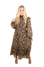 Black Floral Midi Dress