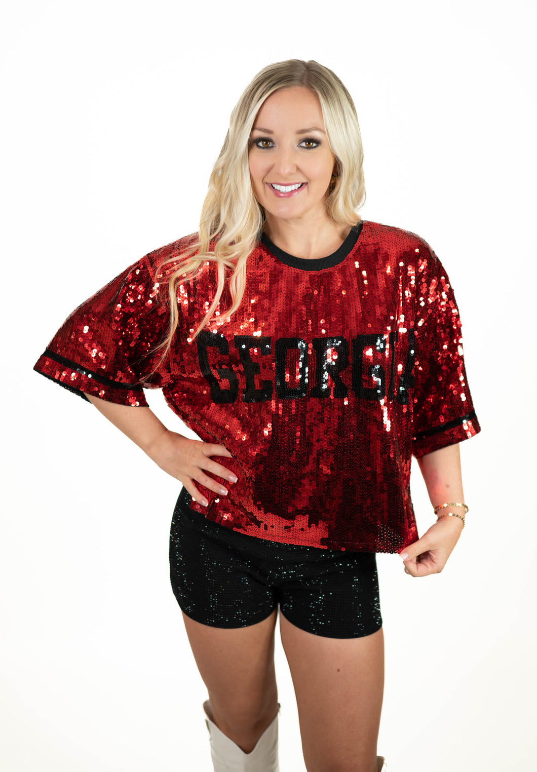 Georgia Sequins Gameday Top