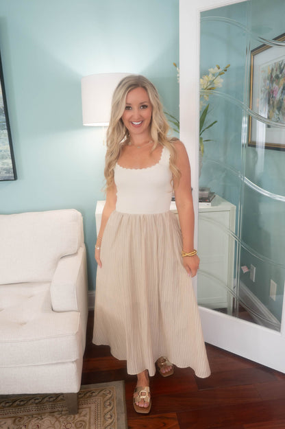 Taupe Two Tone Maxi Dress