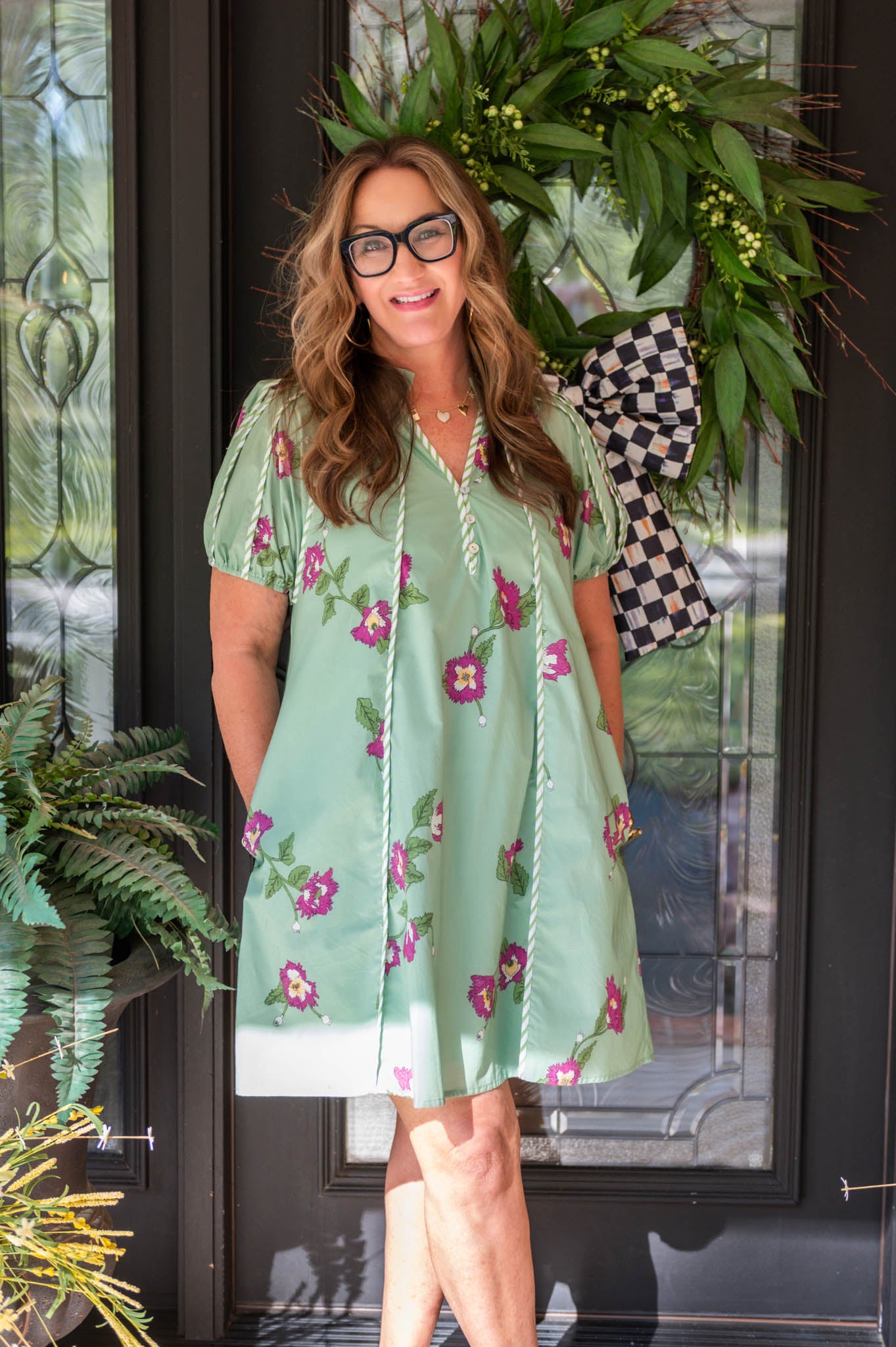 Apple Green Floral Dress