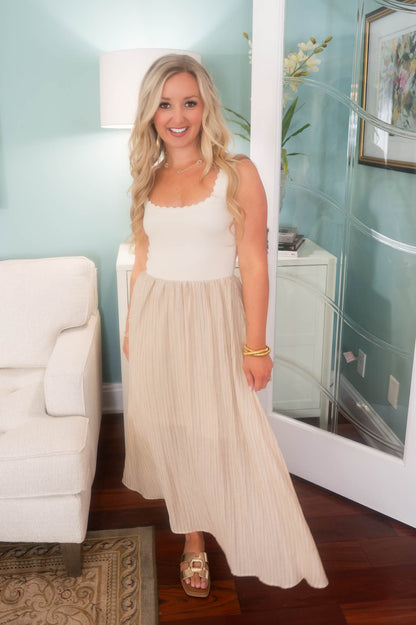 Taupe Two Tone Maxi Dress