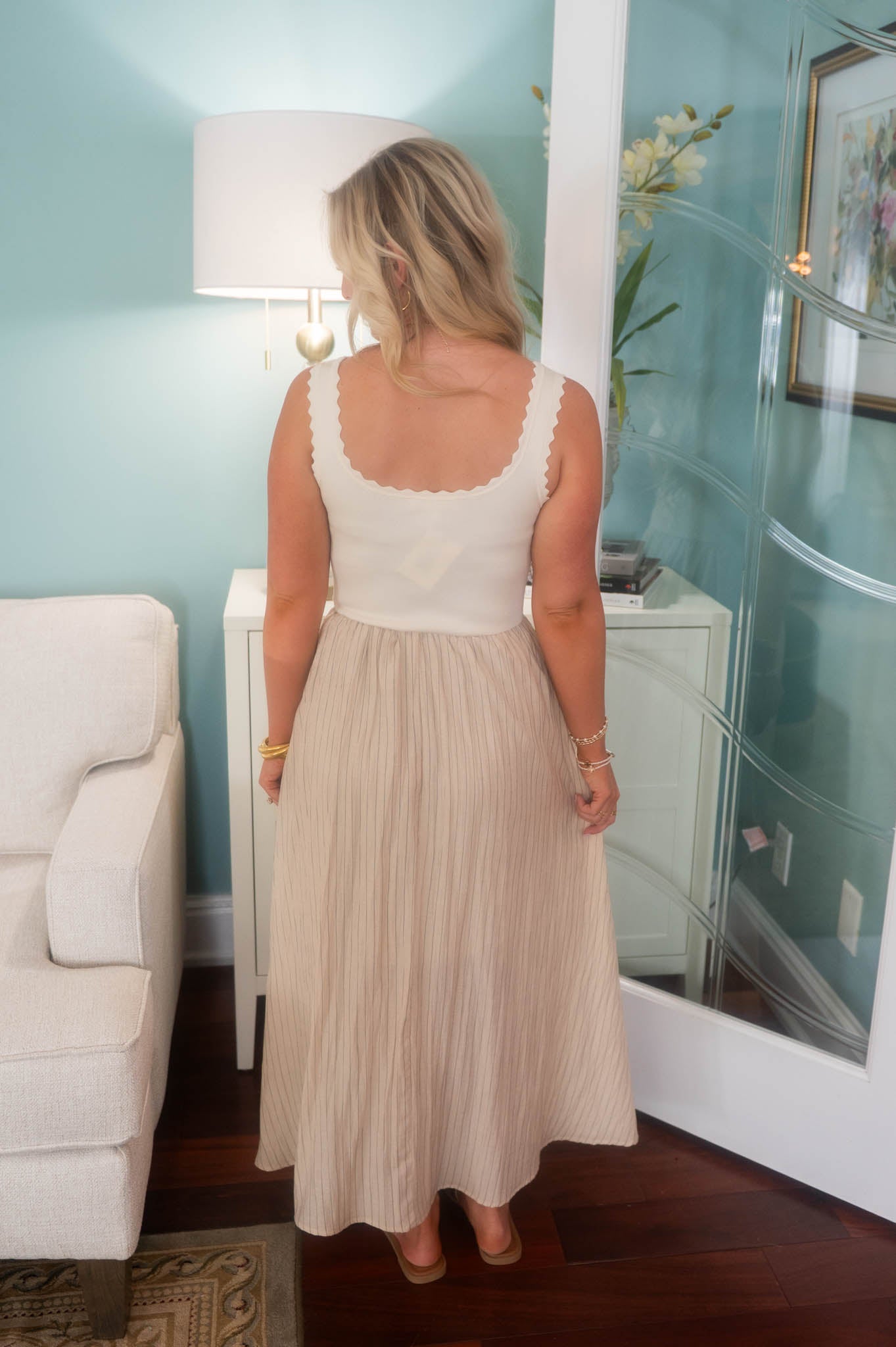 Taupe Two Tone Maxi Dress