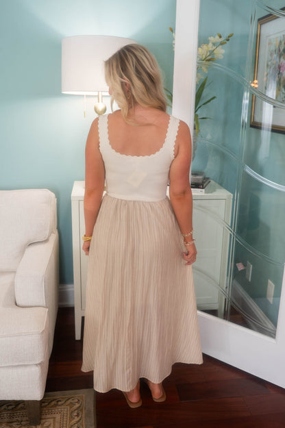 Taupe Two Tone Maxi Dress